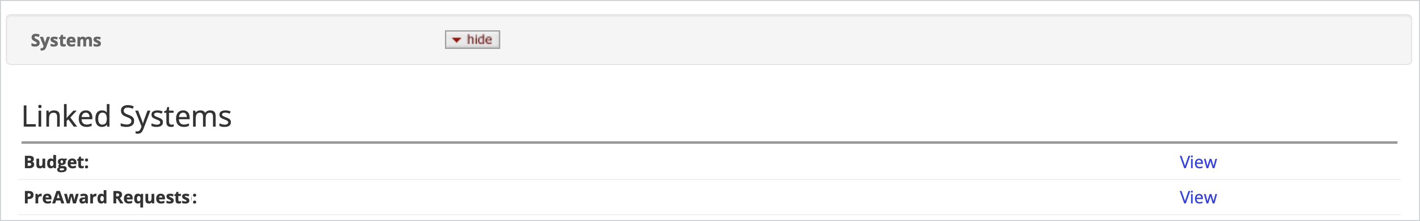 Systems Panel in IP Summary
