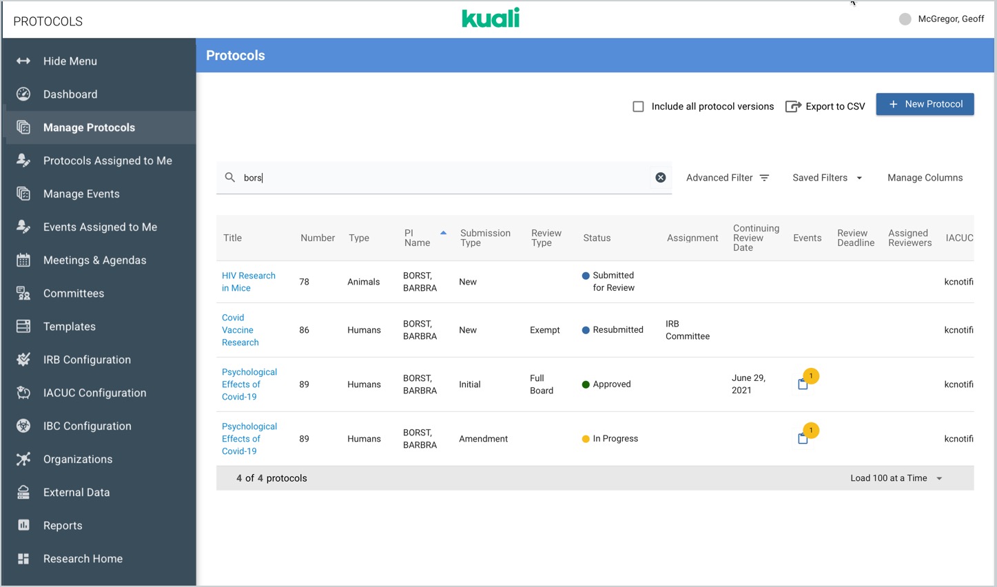 Manage Protocol Example